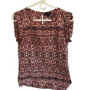 The Limited. Orange/navy top. Shell. Cap sleeve Duster back Vintage Y2K. Size XS